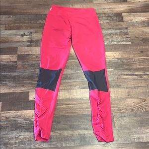 Cozy orange hot pink yoga workout leggings